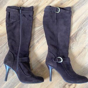 Dark Brown Suede Leather Fashion Boots